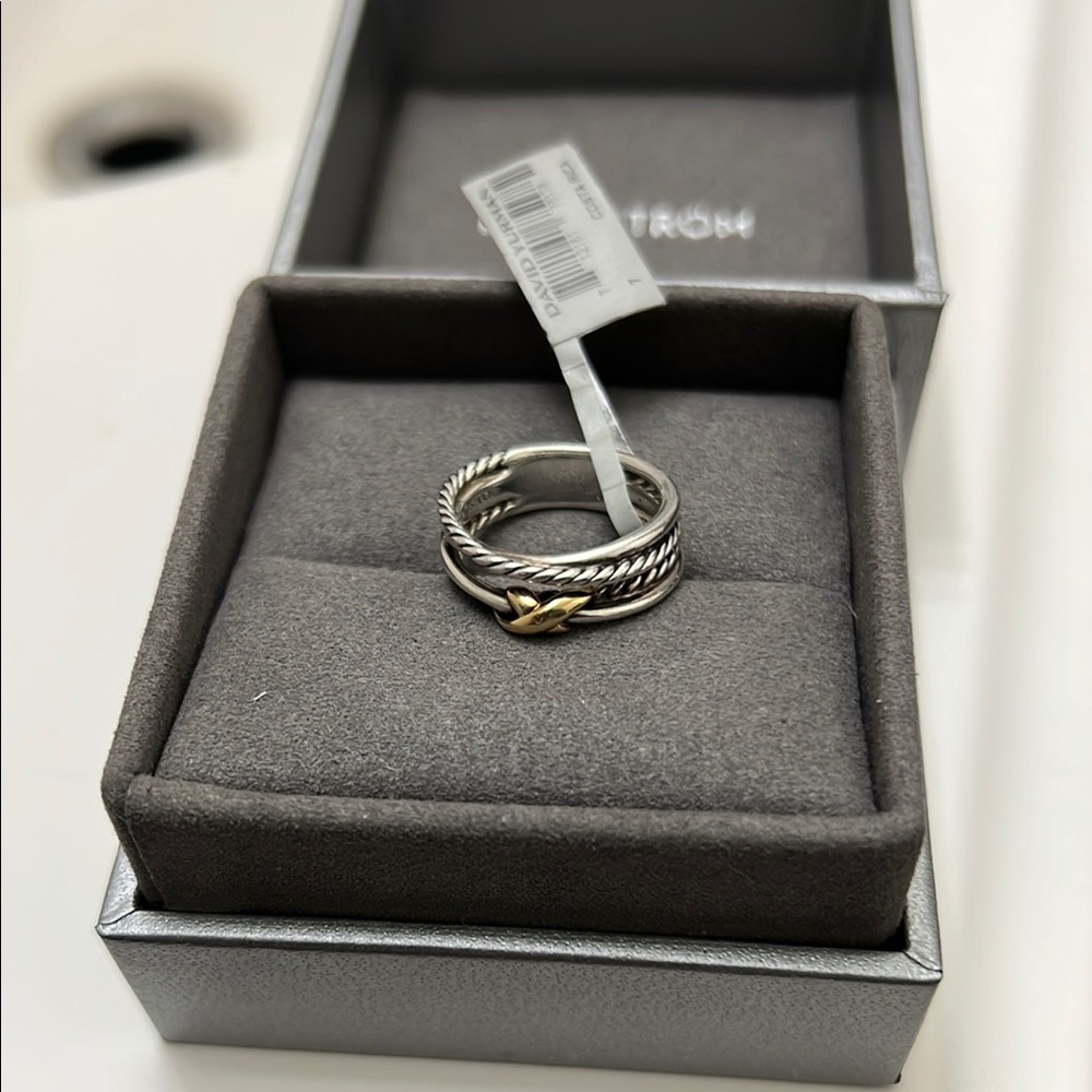 Sophisticated Silver and Gold Interwoven Ring
